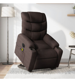 Fauteuil inclinable de massage électrique Marron foncé Tissu