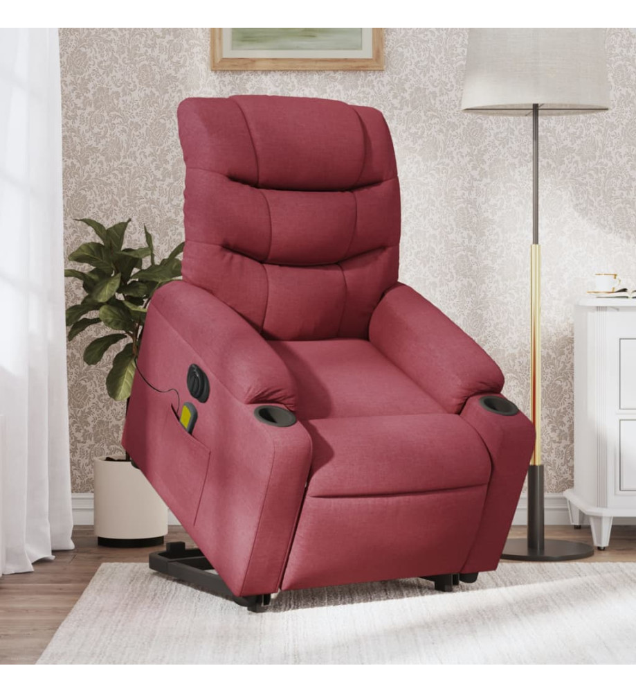 Fauteuil inclinable de massage électrique Rouge bordeaux Tissu