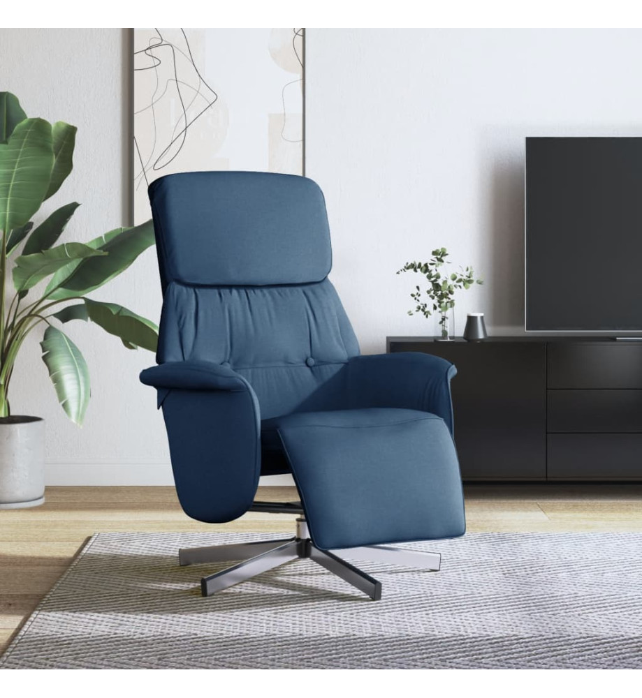 Fauteuil inclinable avec repose-pieds bleu tissu