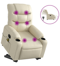 Fauteuil inclinable de massage électrique crème similicuir