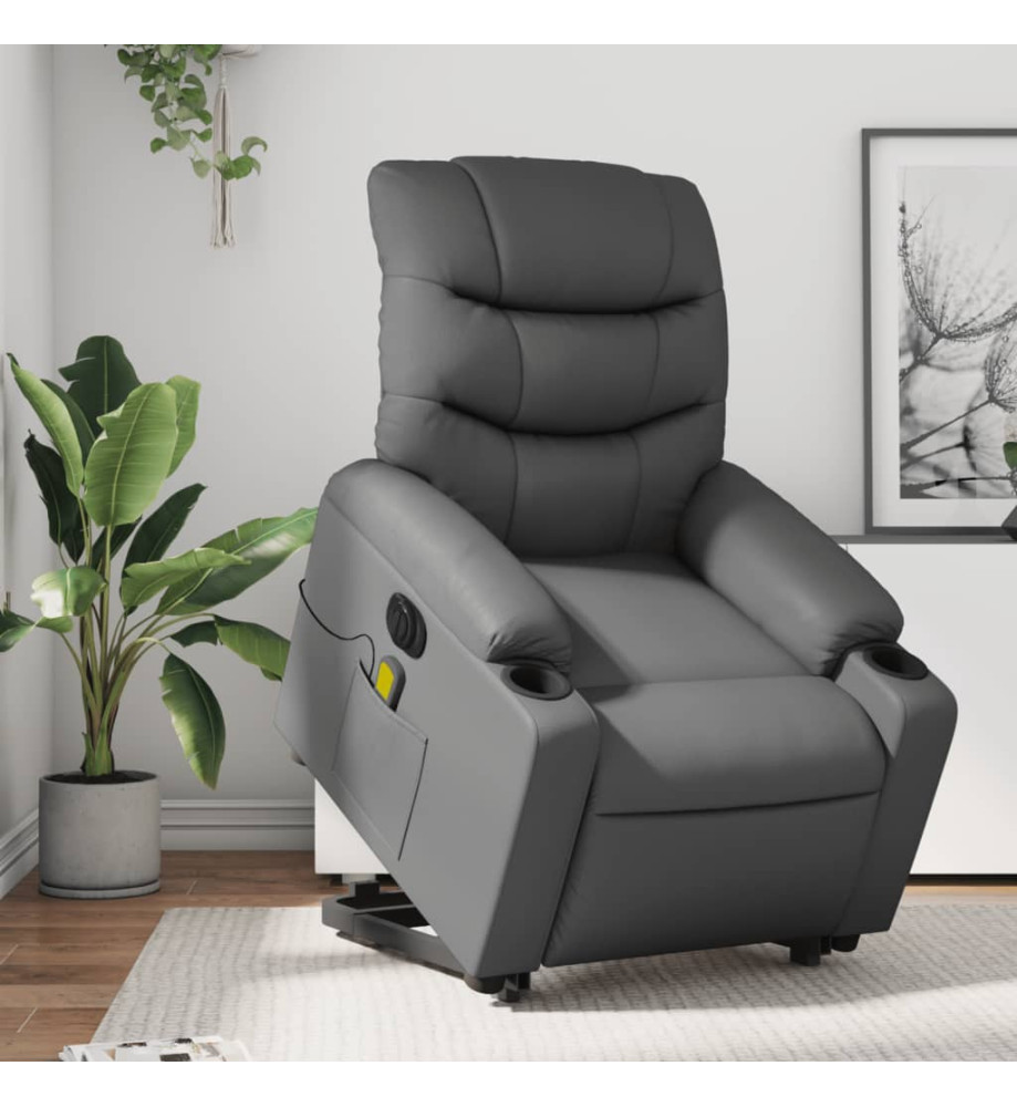 Fauteuil inclinable de massage électrique gris similicuir