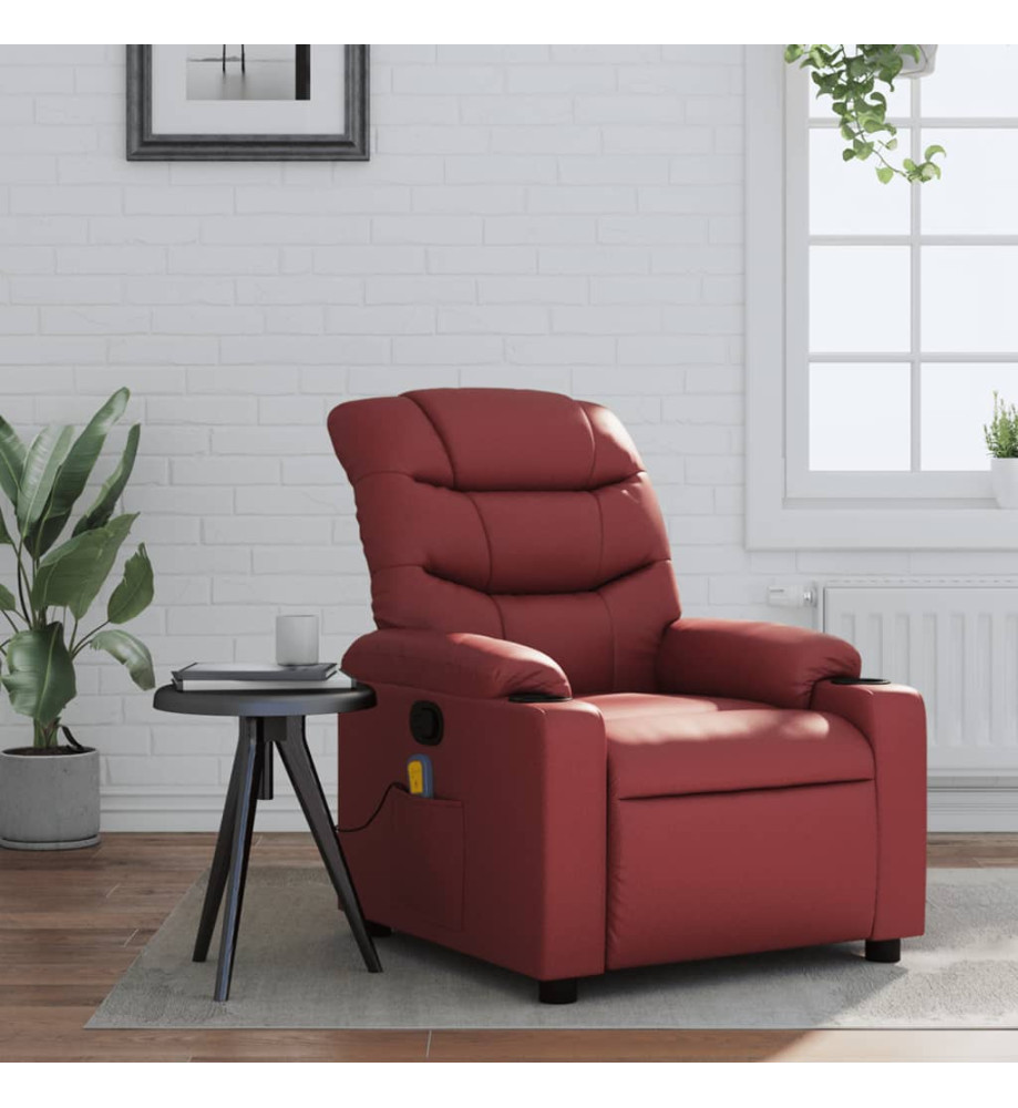 Fauteuil de massage inclinable Rouge bordeaux Similicuir