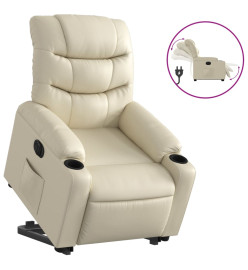 Fauteuil inclinable électrique crème similicuir