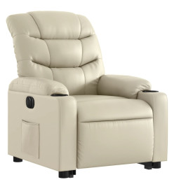 Fauteuil inclinable électrique crème similicuir