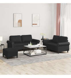 Ensemble de canapés 3 pcs avec coussins Noir Similicuir