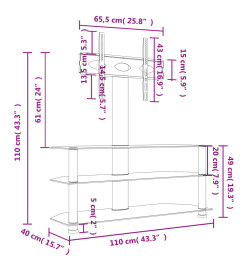 Meuble TV d'angle 3 niveaux pour 32-70 pouces noir