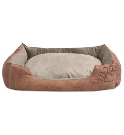 Lit pour chiens avec coussin Cuir artificiel PU Taille XL Beige