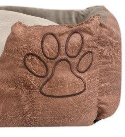 Lit pour chiens avec coussin Cuir artificiel PU Taille XL Beige