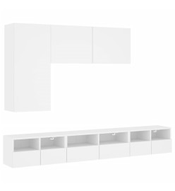 Armoires murales TV 5 pcs blanc bois d'ingénierie