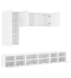 Armoires murales TV 5 pcs blanc bois d'ingénierie