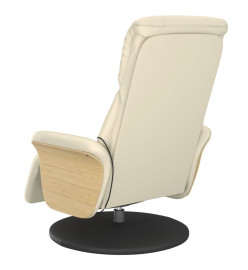 Fauteuil inclinable de massage et repose-pieds crème similicuir