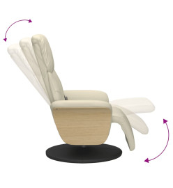 Fauteuil inclinable de massage et repose-pieds crème similicuir