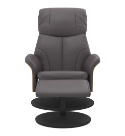 Fauteuil inclinable avec repose-pied gris similicuir