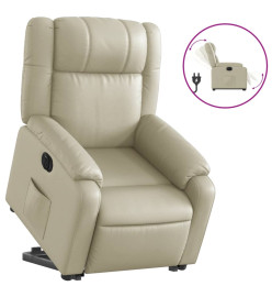 Fauteuil inclinable électrique crème similicuir