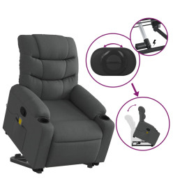 Fauteuil de massage inclinable Gris foncé Tissu