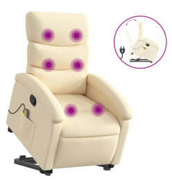 Fauteuil inclinable de massage Crème Tissu