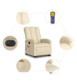 Fauteuil inclinable de massage électrique Crème Tissu