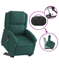 Fauteuil inclinable de massage Vert foncé Tissu