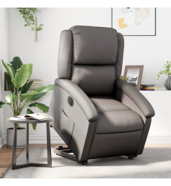 Fauteuil inclinable électrique gris cuir véritable