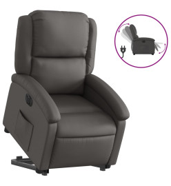 Fauteuil inclinable électrique gris cuir véritable