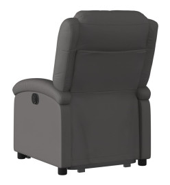 Fauteuil inclinable électrique gris cuir véritable