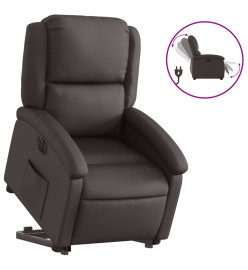 Fauteuil inclinable électrique marron foncé cuir véritable