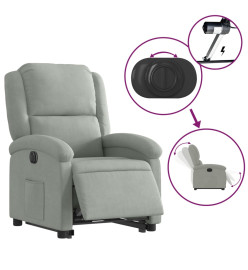 Fauteuil inclinable électrique gris clair velours