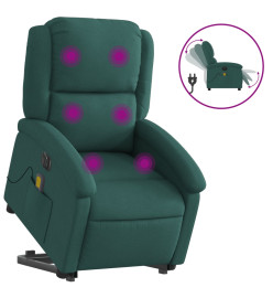 Fauteuil inclinable de massage électrique Vert foncé Tissu