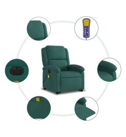 Fauteuil inclinable de massage électrique Vert foncé Tissu