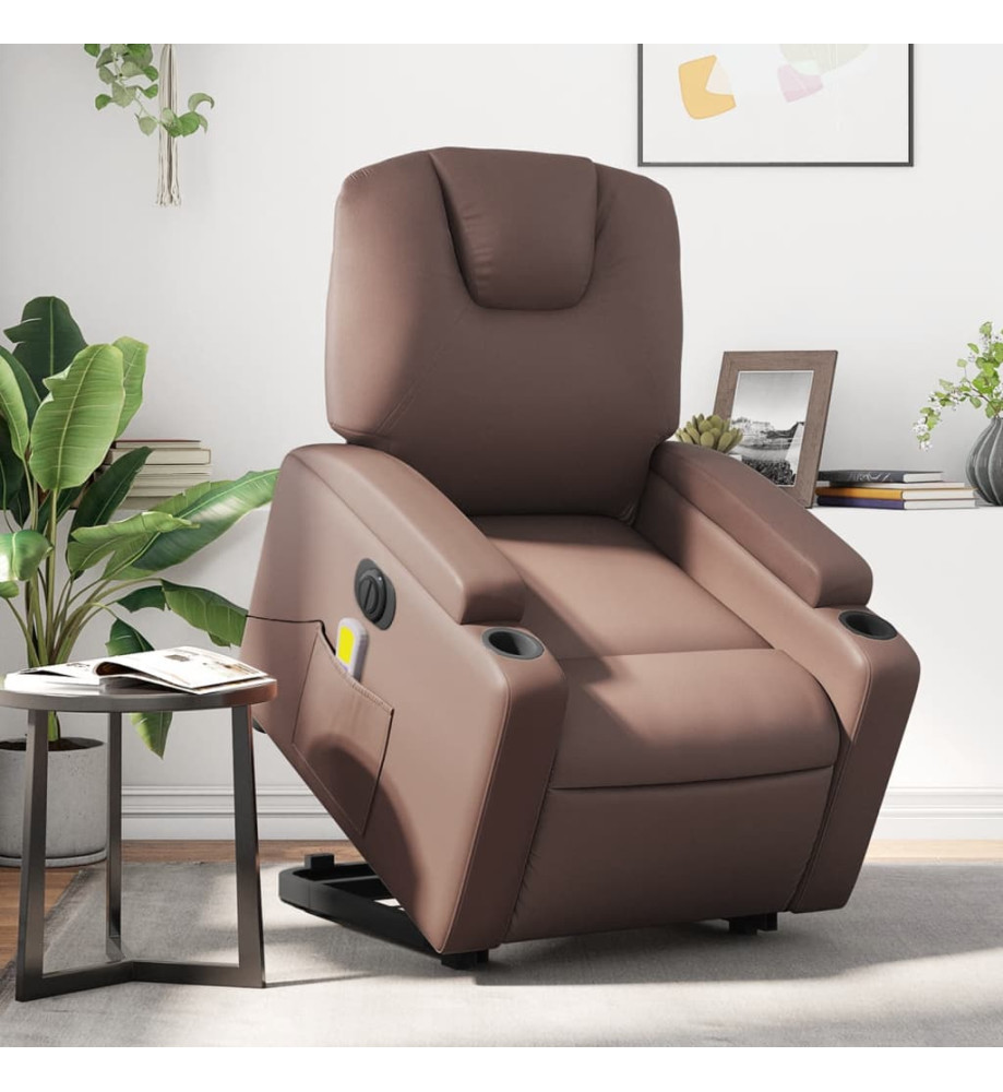 Fauteuil inclinable de massage électrique marron similicuir