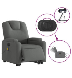 Fauteuil inclinable de massage électrique Gris foncé Tissu