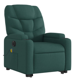 Fauteuil inclinable de massage électrique Vert foncé Tissu