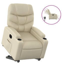 Fauteuil inclinable électrique crème similicuir