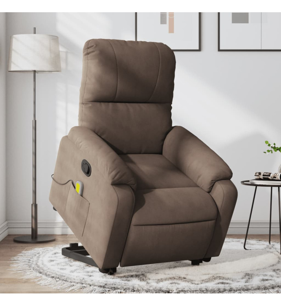 Fauteuil inclinable de massage marron tissu microfibre