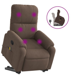 Fauteuil inclinable de massage marron tissu microfibre