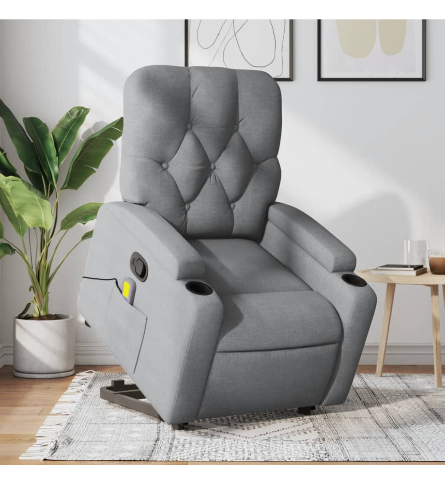 Fauteuil de massage inclinable Gris clair Tissu