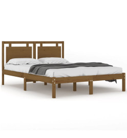 Cadre de lit Marron miel Bois massif 140x190 cm
