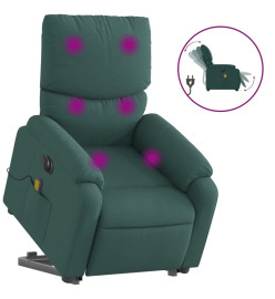 Fauteuil inclinable de massage électrique Vert foncé Tissu