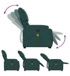 Fauteuil inclinable de massage électrique Vert foncé Tissu