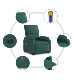 Fauteuil inclinable de massage électrique Vert foncé Tissu