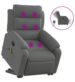 Fauteuil inclinable de massage électrique Gris foncé Tissu