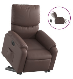 Fauteuil inclinable électrique marron similicuir