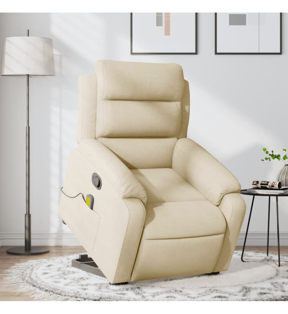 Fauteuil inclinable de massage Crème Tissu