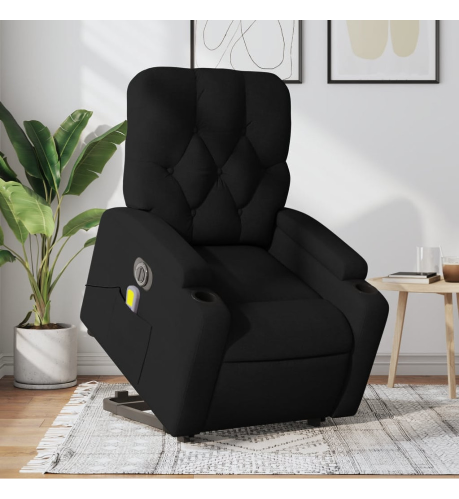 Fauteuil inclinable de massage électrique Noir Tissu