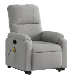 Fauteuil inclinable de massage gris clair tissu microfibre