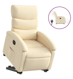 Fauteuil inclinable électrique crème tissu