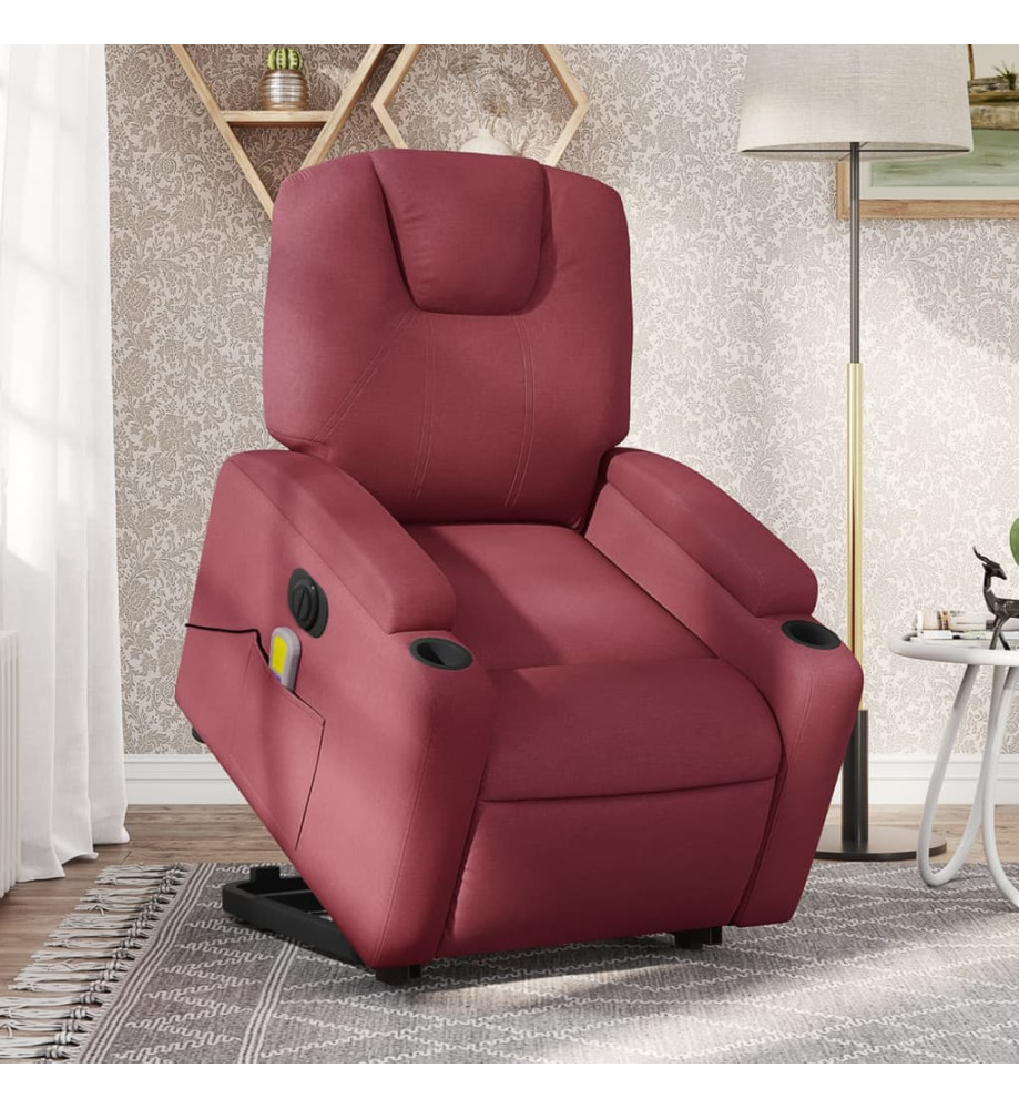 Fauteuil inclinable de massage électrique Rouge bordeaux Tissu