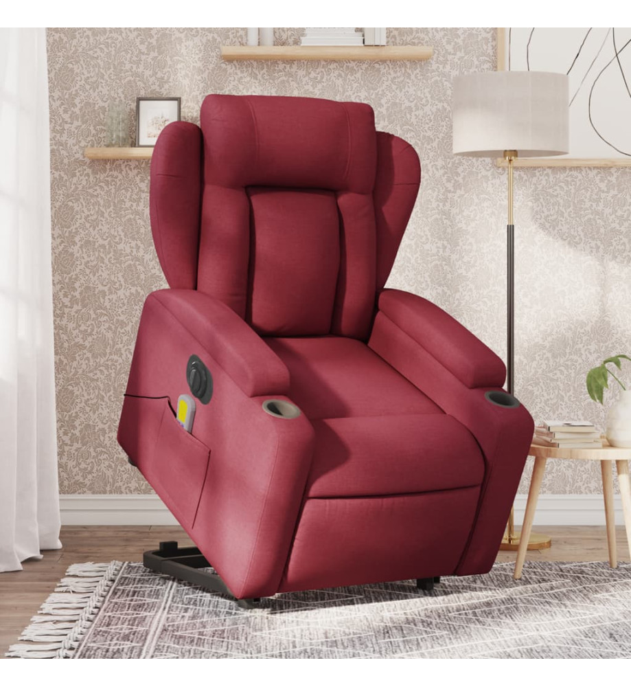 Fauteuil inclinable de massage électrique Rouge bordeaux Tissu