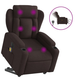 Fauteuil inclinable de massage électrique Marron foncé Tissu