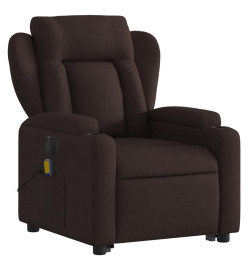 Fauteuil inclinable de massage électrique Marron foncé Tissu